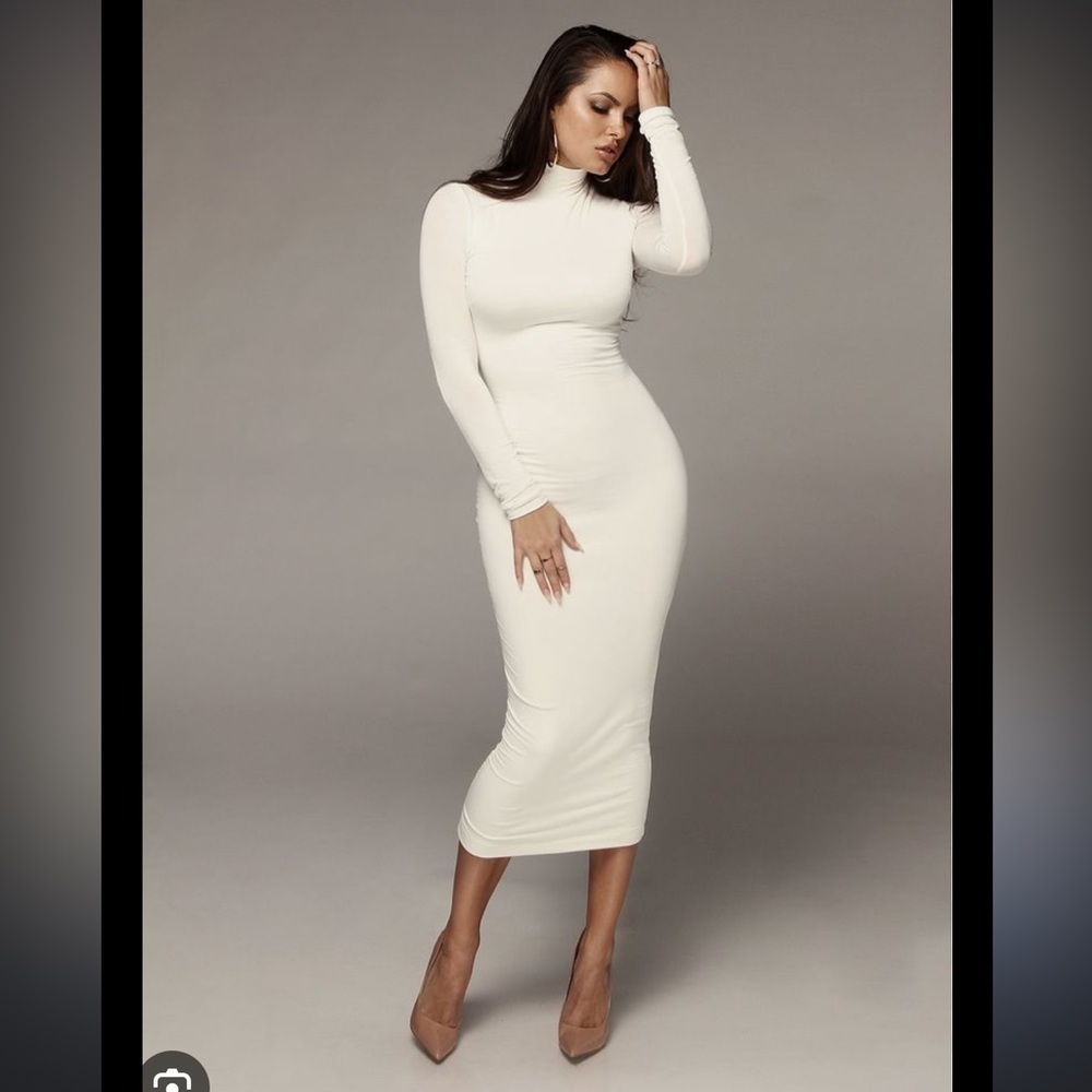 JLUX Label White Long Sleeve Dress NWT